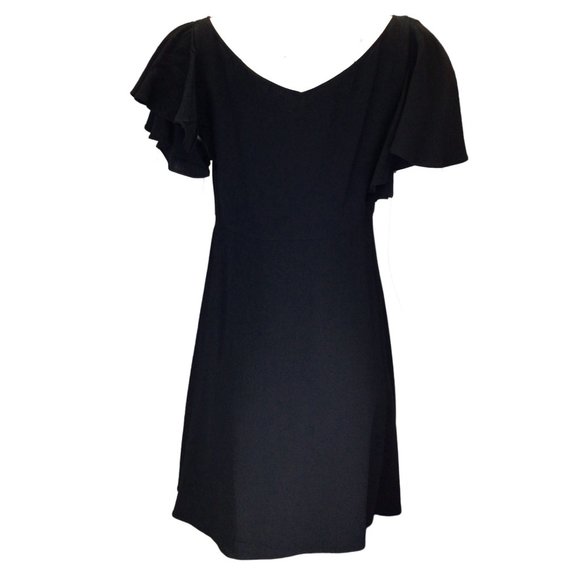 SAINT LAURENT BLACK RUFFLED CREPE MINI DRESS - Picture 3 of 6